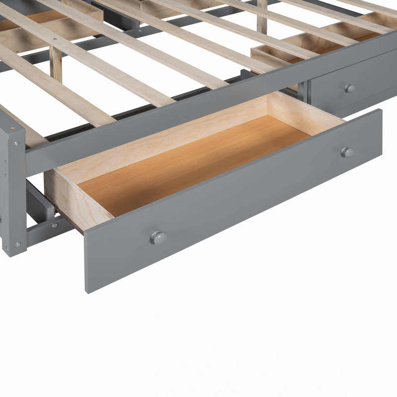 Lit en bois avec douilles, Gris
