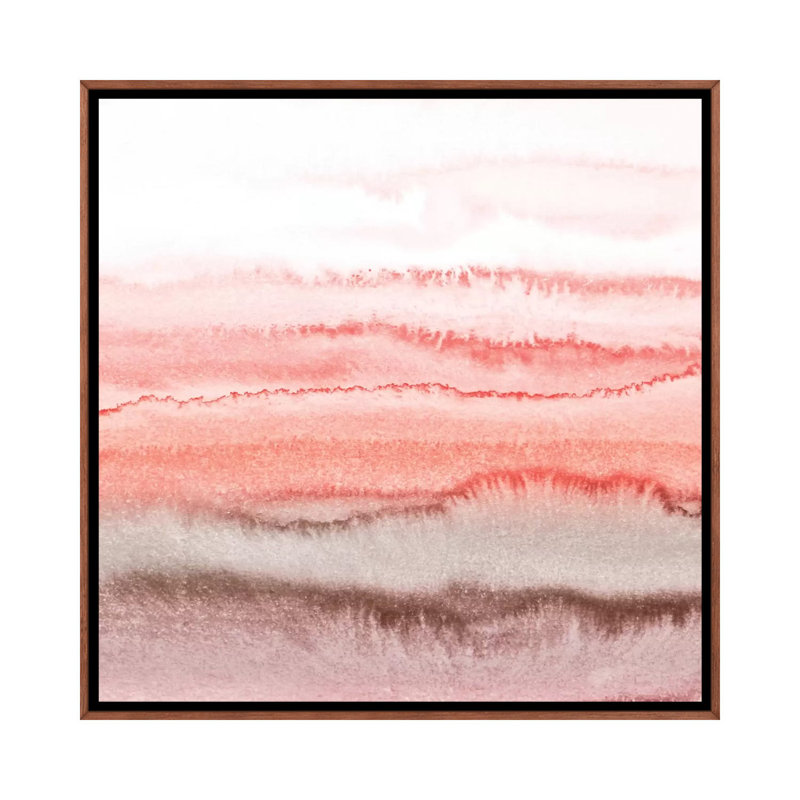 À l’intérieur de la marée-corail aube par Monika Strigel-impression, Toile avec cadre en bois brun classique, Pas de tapis