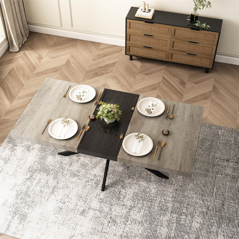 Table de salle à manger rectangulaire de 55,11 po à 70,86 po, Gris