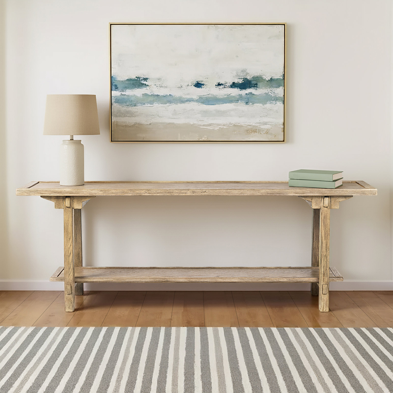 Frony Console Table-Distressed Light Oak