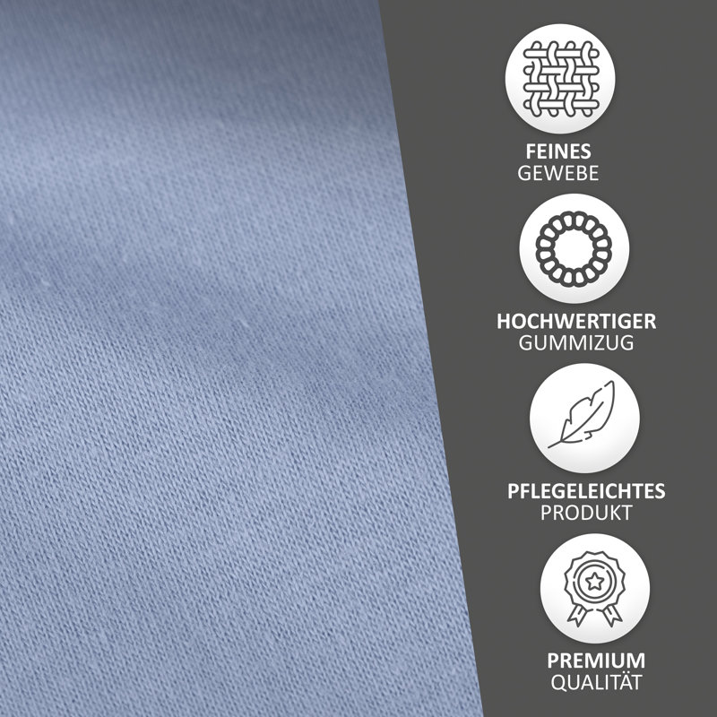 100% Cotton Jersey Knit Fitted Sheet, European Single (90 x 200cm), Light blue
