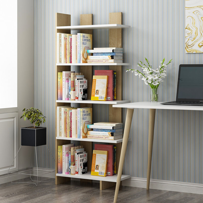 Baugus 150cm H x 62cm W Standard Bookcase, White/Sapphire Oak