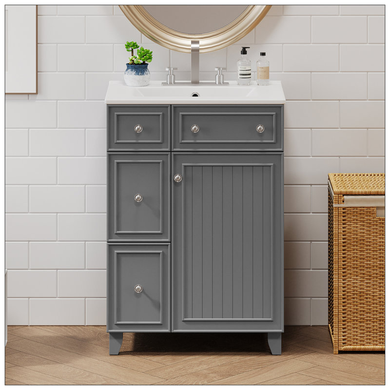 Meuble-lavabo pour salle de bain, Gris