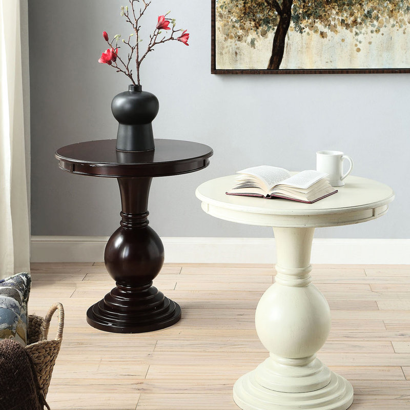 Table ronde à piédestal blanc antique pour décorer le salon