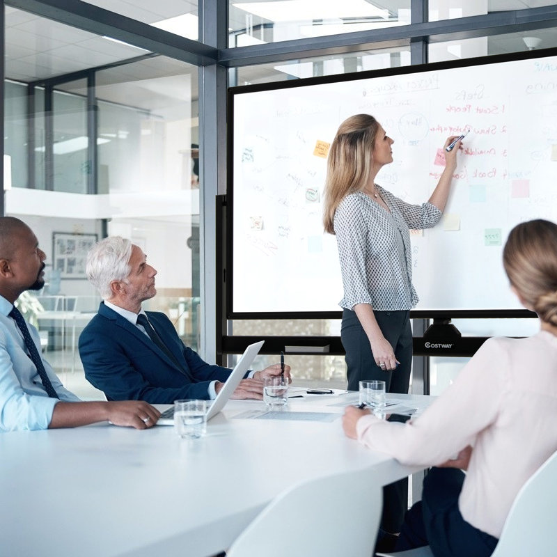 Double-Sided Magnetic Mobile Whiteboard 165cm H x 126cm L, Black