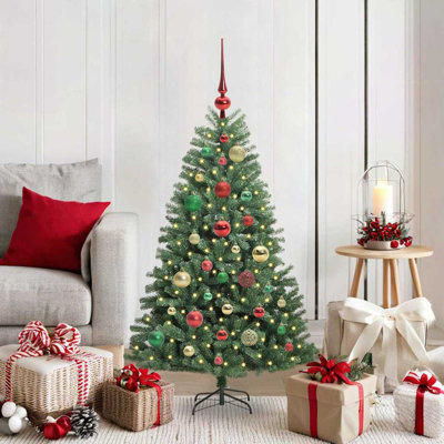 Artificial Hinged Christmas Tree Green PVC and Metal