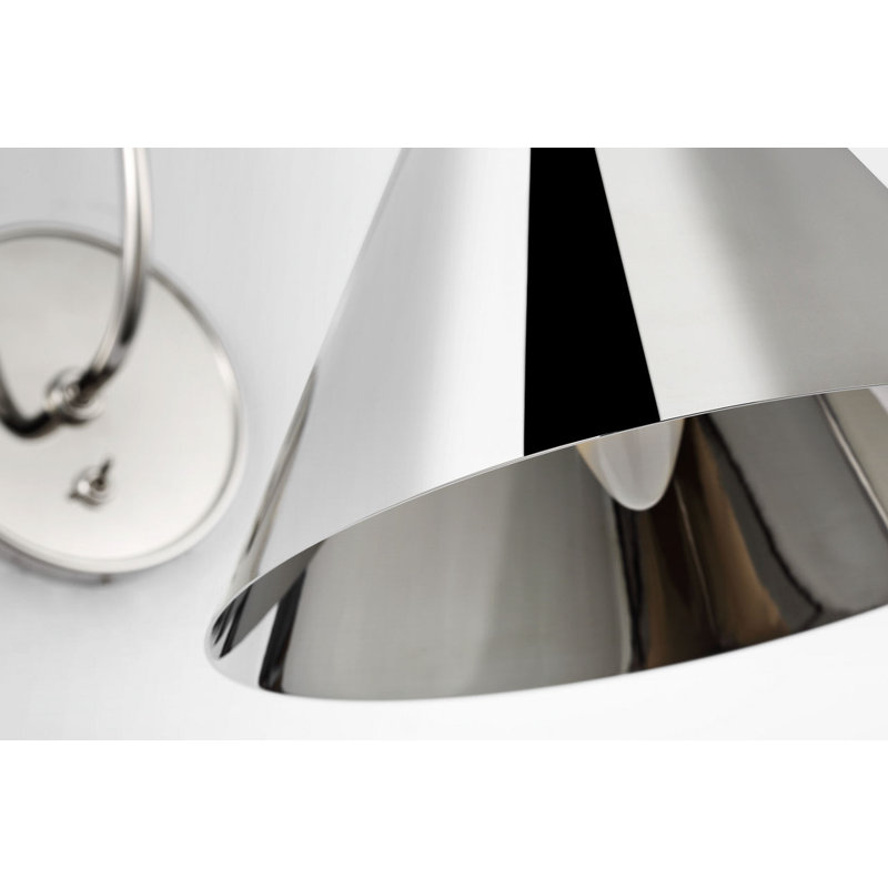 Malia 14" Arched Wall Light with Shade, Polished Nickel
