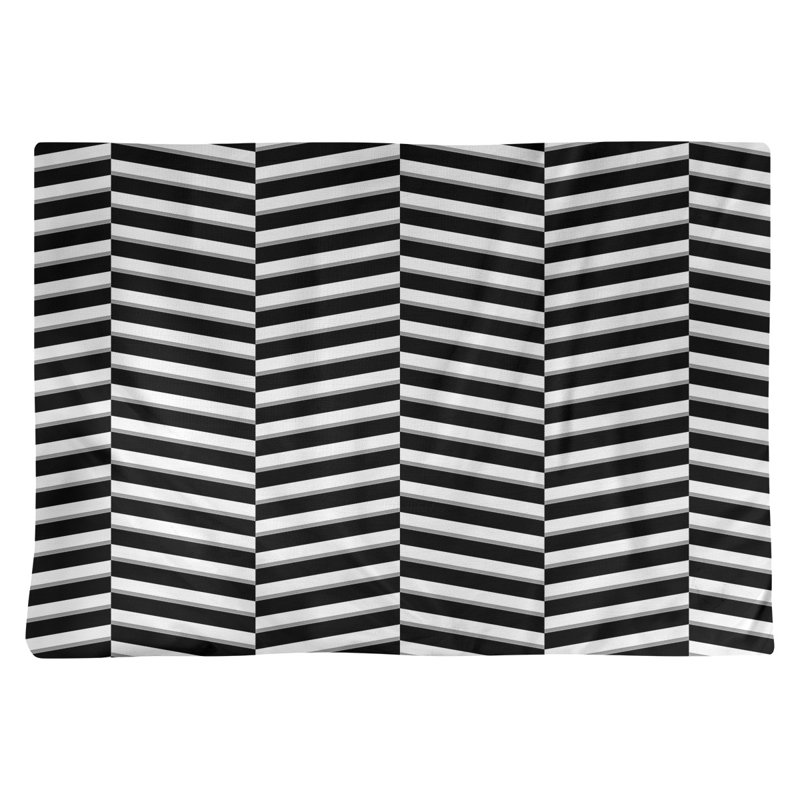 Napperon en coton 18 po à rayures fracturées, Noir/blanc, polyester