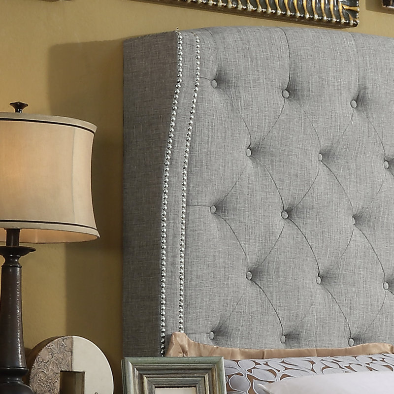 Floria Solid Wood Headboard, Gray, Queen