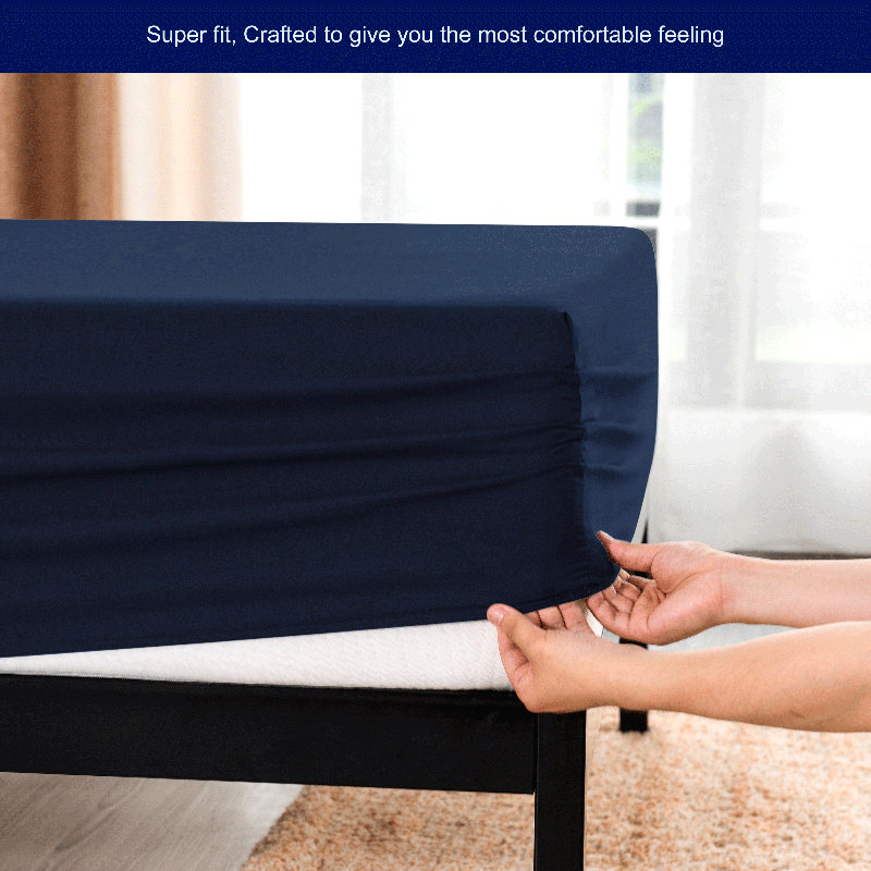 Thalia Fitted Mattress Protector Mattress Protector Case Pack, Navy, Queen