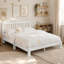Lit double sur pied en bois Montessori avec garde-corps, lit de jour convertible 3-en-1 en lit plateforme pour enfants, cadre de lit multifonctionnel pour chambre de garçon, blanc-509366478-509366477