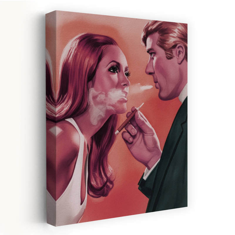 «Flirtatious Smoke Break», art mural rétro romantique, H 24 po x l 16 po