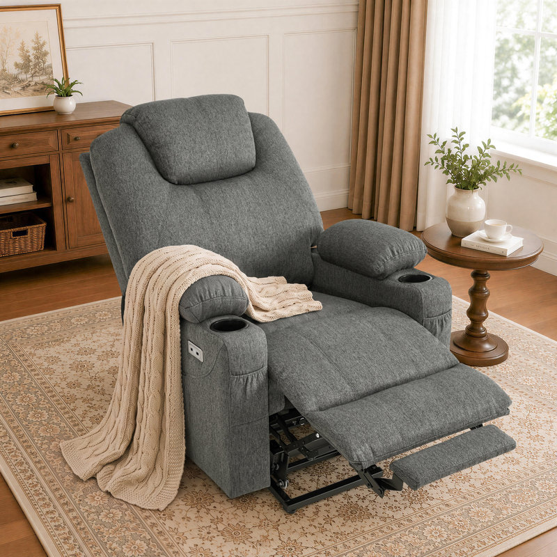 Rosmunda Power Lift Recliner Chair with Massage and Heat, 3 Positions, Gray