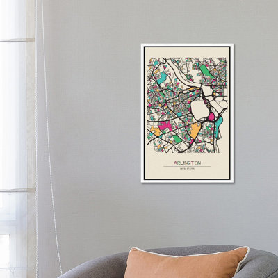 Arlington County, Virginia Map by Ayse Deniz Akerman - Print on Canvas
