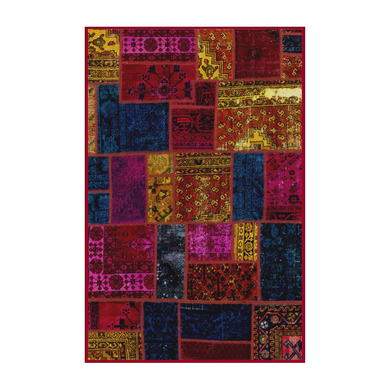 Tapis décoratif multicolore à motif abstrait, Rectangle 7 pi x 10 pi