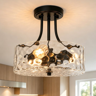 Modern 3 - Light Ripple Glass Flush Mount Ceiling Light