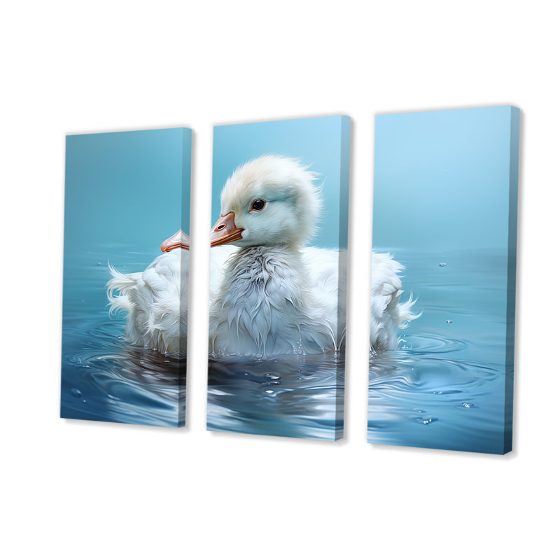«Blue Duck», art mural canard bleu et blanc, H 28 po x l 36 po