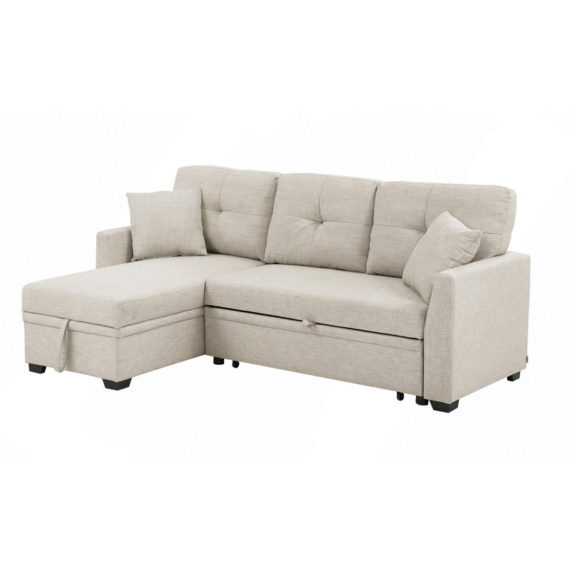 Modular Sleeper Sectional Sofa With Storage, Beige