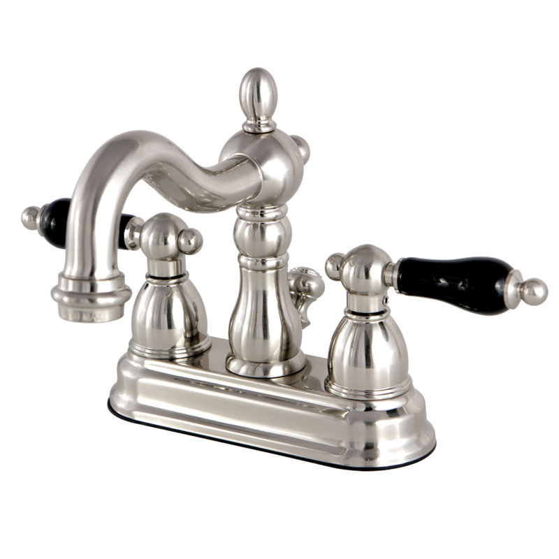 Kingston Brass Duchess Two-Handle 3-Hole Deck Mount 4" Centerset Bathroom Faucet with Brass Pop-Up, Brushed Nickel