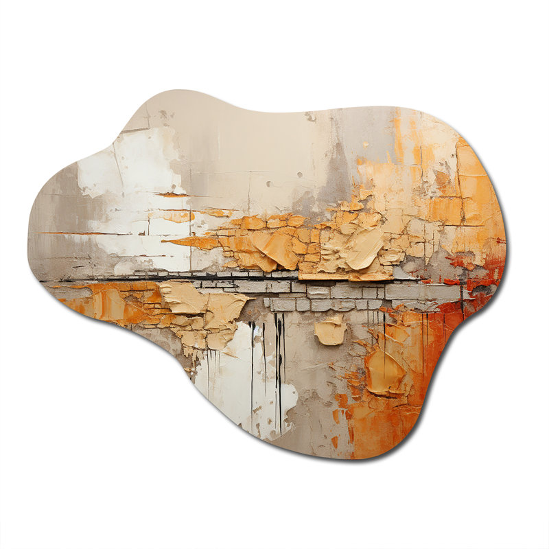 Orange Impressions I - Collages abstraits en forme de nuage, décoration murale irrégulière en métal, H 27 po x l 35 po