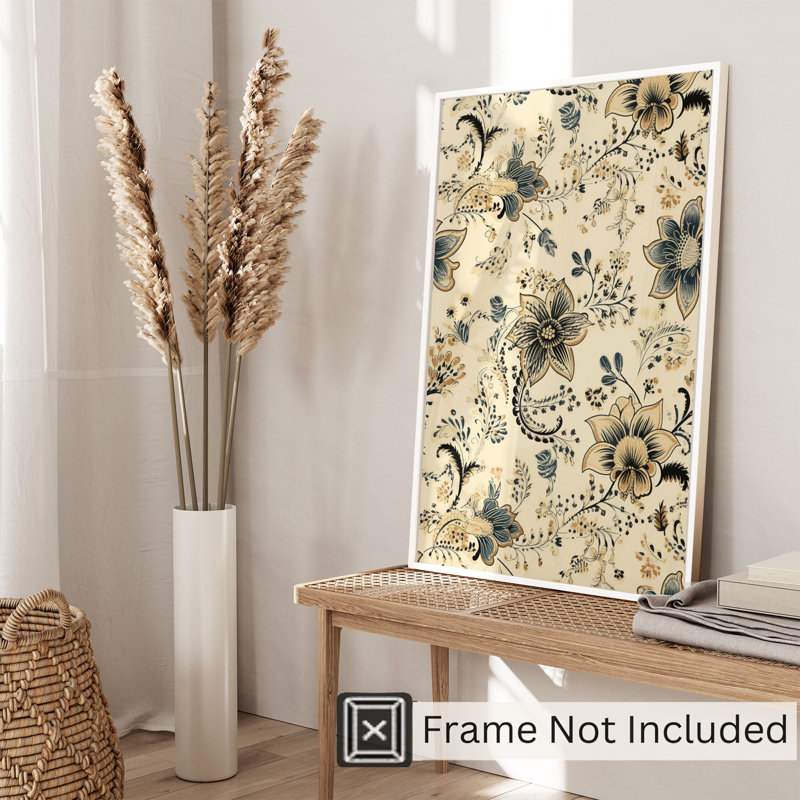 Impression florale bohème sans cadre, H 20 po x l 16 po
