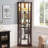 Corner Curio Cabinet, 70" H Lighted Glass Display Cage with Tempered Glass Doors & 3 Adjustable Shelves, Light Bulb Inclued, Wine Bar China Cabinet for Living Room, Kitchen-1527950335-1539850514