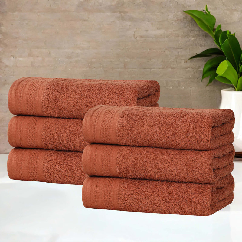 Essuie-mains mi-longs en coton gaufré texturé Honeycomb, Rouille