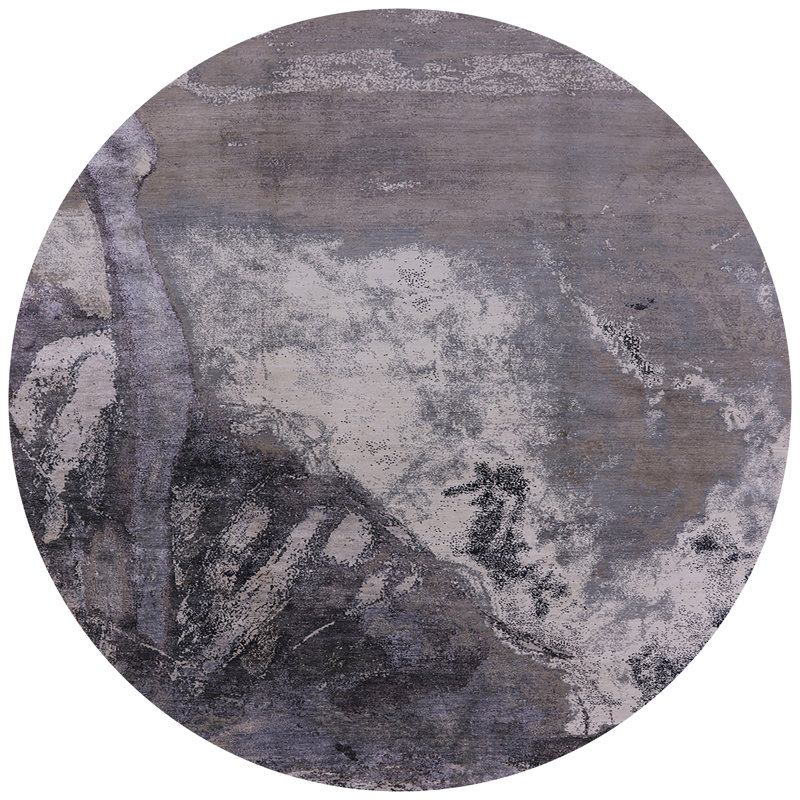 Tapis gris/ivoire, Rond 4 pi
