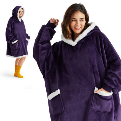 Bedsure Blanket Hoodie - Sherpa Wearable Blankets For Women & Kids As Gifts For Women Men, Christmas Gifts Sweatshirt Blanket