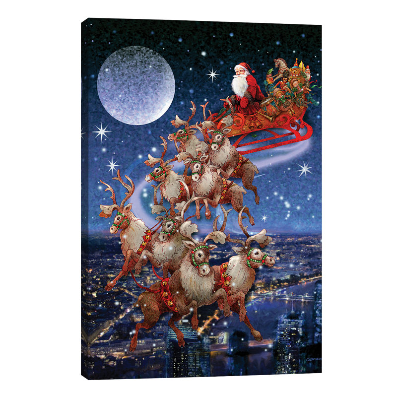 Santa's Sleighride - Wrapped Canvas Painting, 45.72cm H x 30.48cm W x 1.91cm D