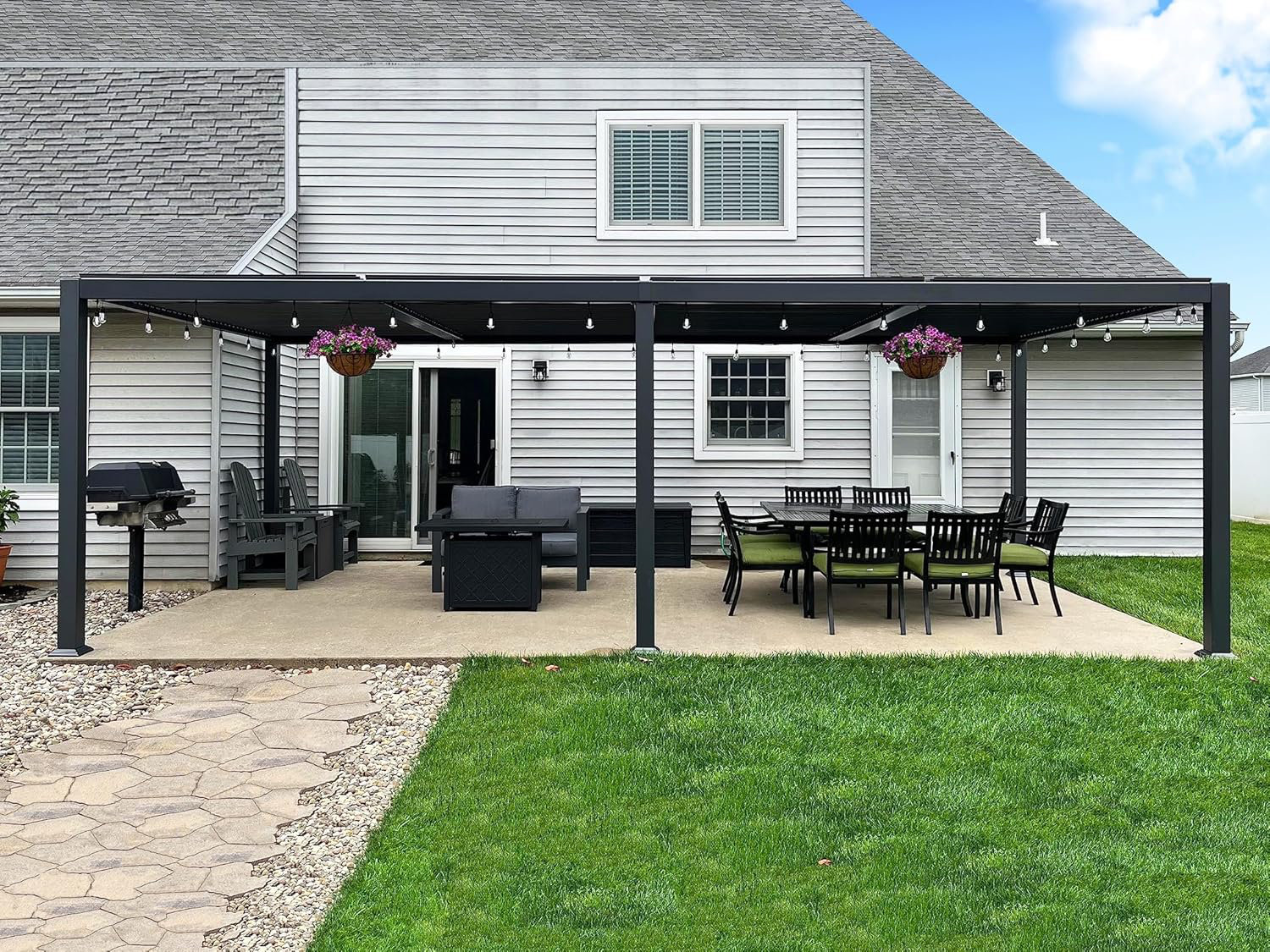Louvered Pergola, 92.58"H x 279.21"W x 137.36"D