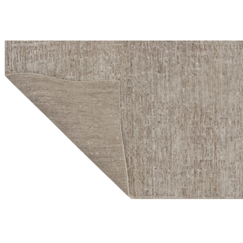 Hand Knotted Area Rug in Taupe/Ivory, Rectangle 6' x 9'