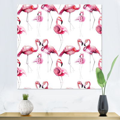 " Pink Flamingos On White I "