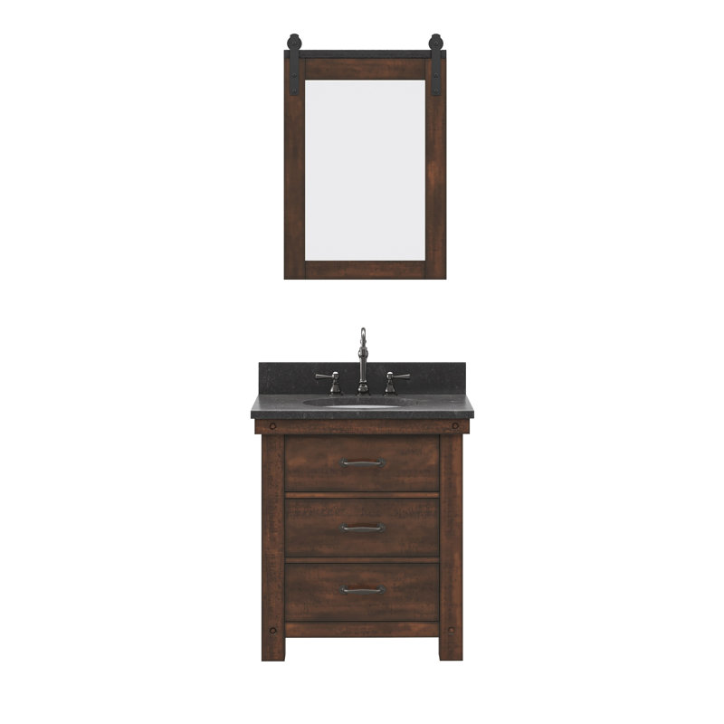 Aberdeen 30" Bath Vanity with Mirror, Rustic Sierra, Carrara White
