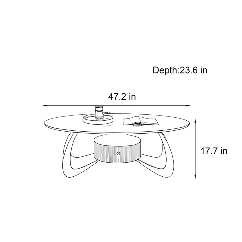 Table basse Creative, H 17,7 po x l 47,2 po x P 23,6 po, Noir / gris / blanc