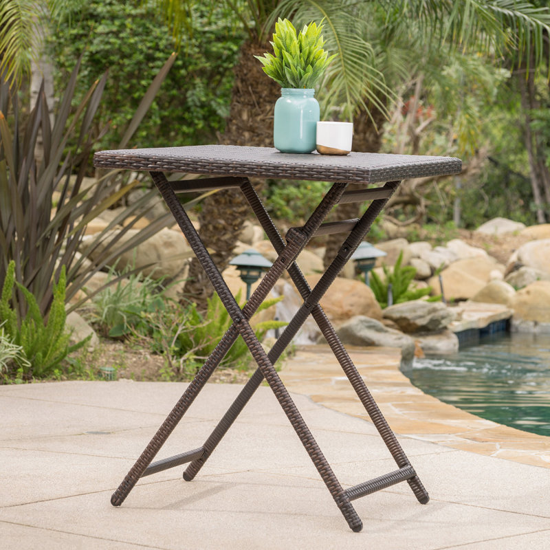 Table pliante d'extérieur en rotin pour patio
