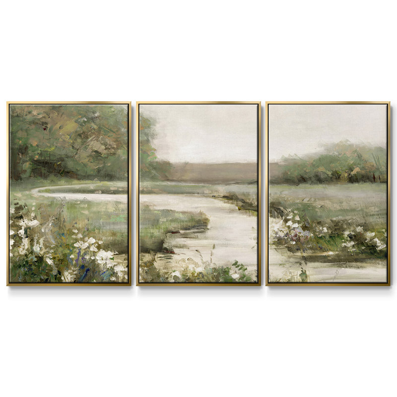 3 pièces Quiet Path, H 40 po x l 78 po x P 2 po, Or