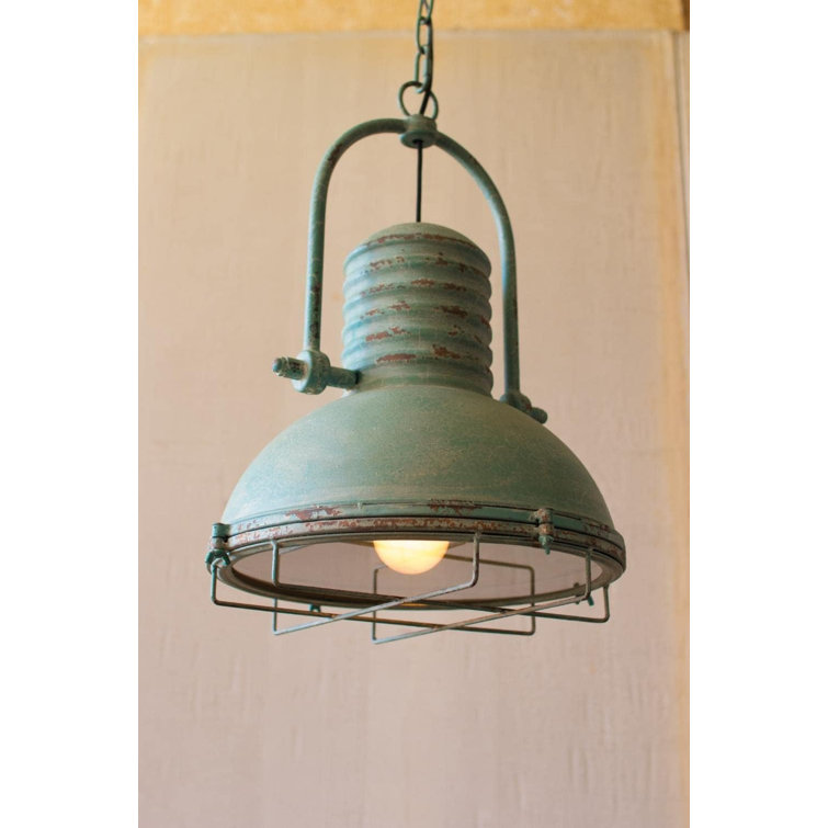 Antique Turquoise Pendant Light With Rustic Charm, Easy To Install, Perfect For Single Or Multi-Pendant Setup