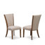 L'ensemble de salle à manger 5 pièces se compose d'une table de cuisine ronde de 54 po avec piédestal et 4 chaises Parson en tissu de lin brun clair, noyer antique-370629945-370629950-401183564