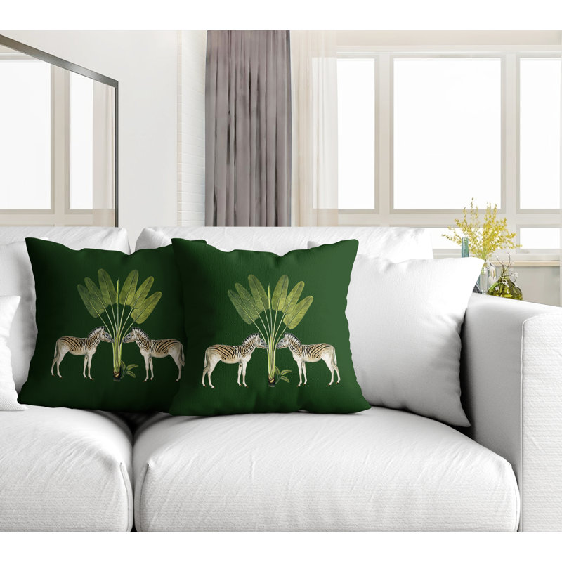 Housse et insert de coussin carré intérieur / extérieur , L 15 po x H 15 po, Vert