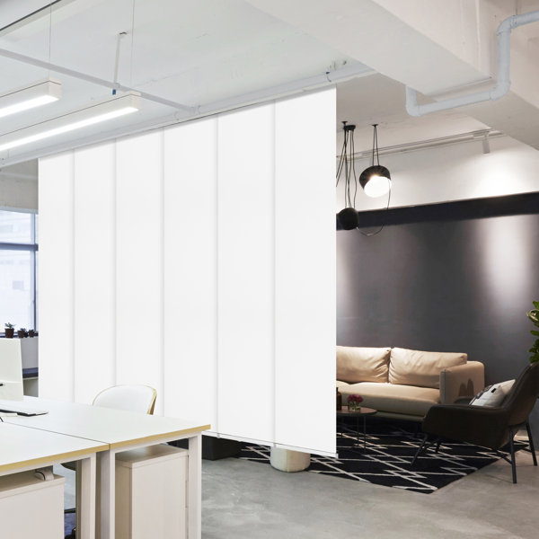 Symple Stuff Laci White 6-Panel Single Rail Panel Track Extendable 48 ...