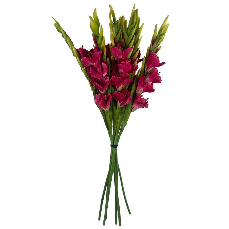 Leaf Design Large Artificial Gladioli Stems 115cm Faux Plant, Pink, 1
