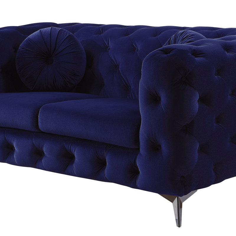 Causeuse en velours bleu Atronia