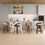 Ensemble de 2 tabourets pivotants, structure en bois moderne avec dossier en rotin, cuir PU pour comptoir de cuisine, tabourets de bar rembourrés Mid-Century-1277320055