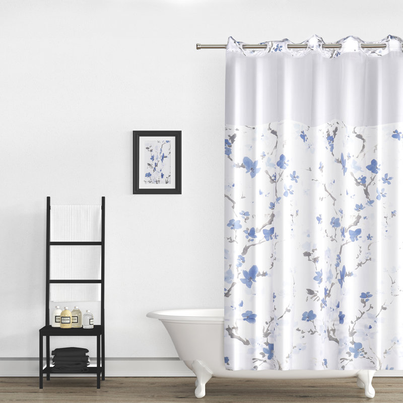 Rideau de douche simple Floral, Bleu floral