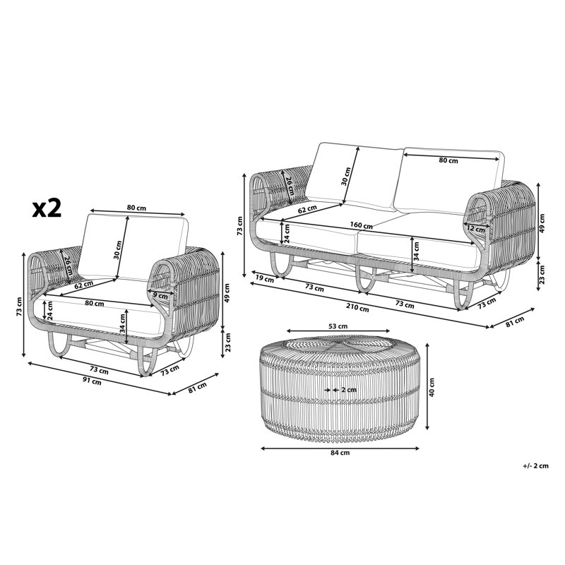 Leocadia 4 Seater Rattan Sofa Set