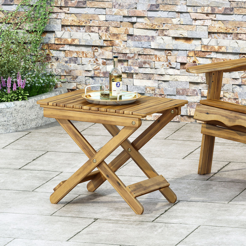 Table d'appoint d'extérieur pliante en bois, Brun