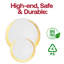 Assiettes plates jetables blanches en plastique avec clair de lune doré (10,25 po)