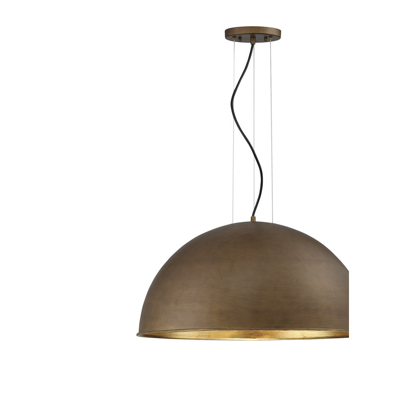 Jaime 3-Light Single Dome Pendant in Rubbed Bronze/Gold, Rubbed Bronze/Gold