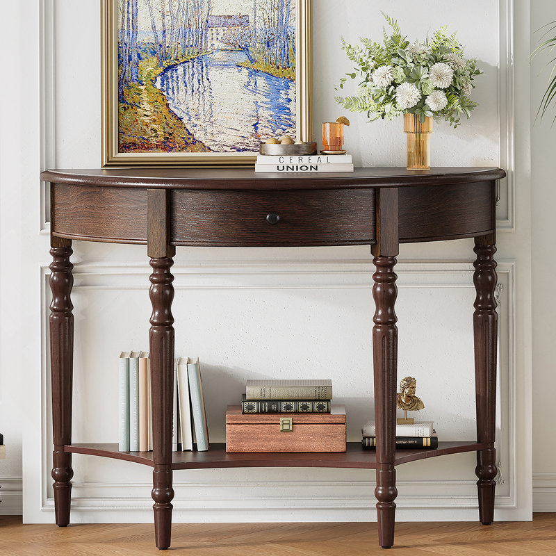 Console de style campagnard avec tiroir et tablette Farmhouse, Espresso